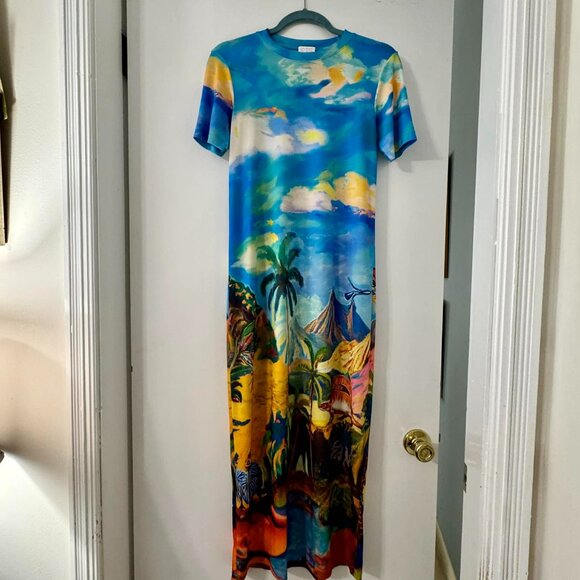 Stella Jean Multicolor Tropical Print Midi Dress Size 6 (IT 42) - Picture 5 of 7